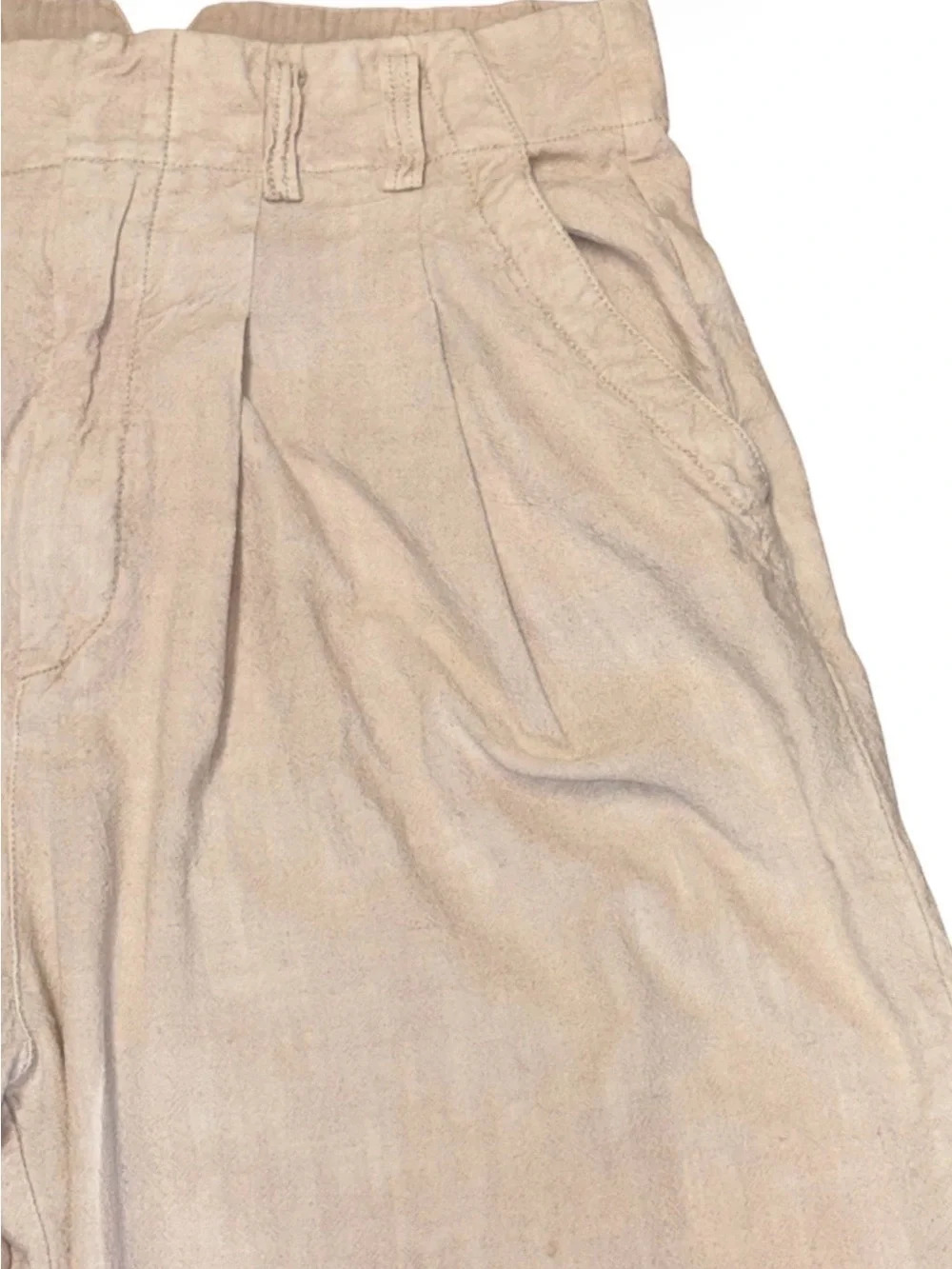 Free People Viscose Linen Relaxed Women’s Trousers Cream Size 4 - Picture 5 of 11
